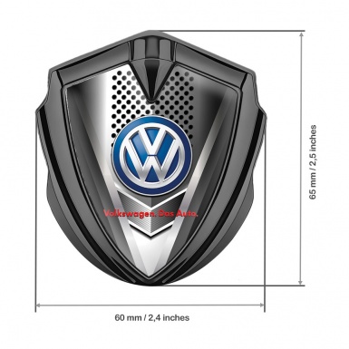 VW Emblem Metal Badge Graphite Steel Grille Blue Logo Das Auto