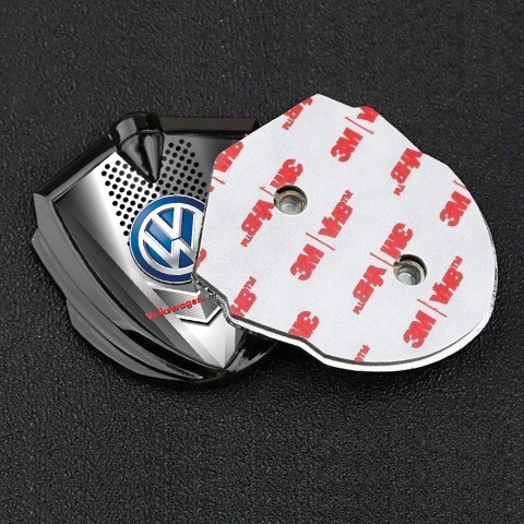 VW Emblem Metal Badge Graphite Steel Grille Blue Logo Das Auto