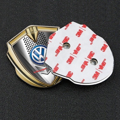 VW Emblem Metal Badge Gold Steel Grille Blue Logo Das Auto