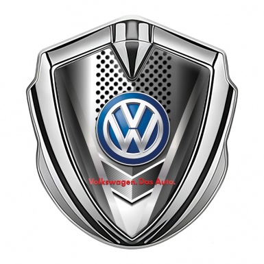 VW Emblem Metal Badge Silver Steel Grille Blue Logo Das Auto