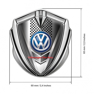 VW Emblem Metal Badge Silver Steel Grille Blue Logo Das Auto