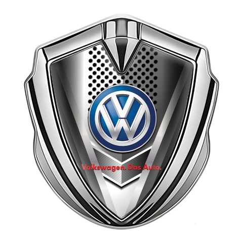 VW Emblem Metal Badge Silver Steel Grille Blue Logo Das Auto