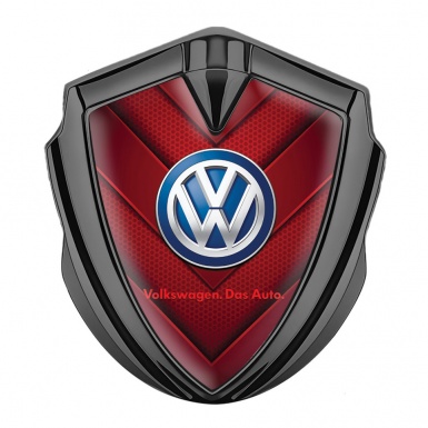 VW 3d Domed Emblem Graphite Red Honeycomb Motif Blue Logo