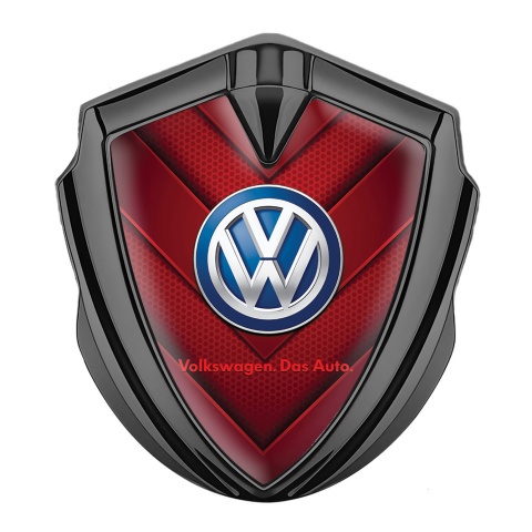 VW 3d Domed Emblem Graphite Red Honeycomb Motif Blue Logo