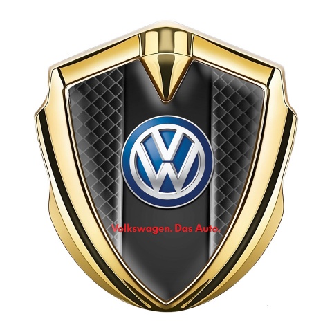 VW Bodyside Emblem Self Adhesive Gold Black Squares Classic Logo