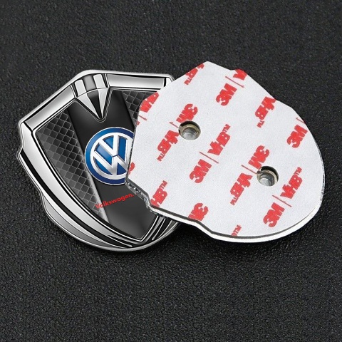 VW Bodyside Emblem Self Adhesive Silver Black Squares Classic Logo