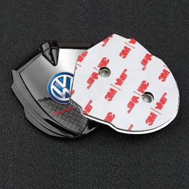 VW Metal Domed Emblem Graphite Half Torn Metal Plate Treadplate Design