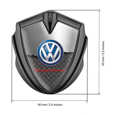 VW Metal Domed Emblem Graphite Half Torn Metal Plate Treadplate Design
