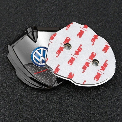 VW Metal Domed Emblem Graphite Half Torn Metal Plate Treadplate Design