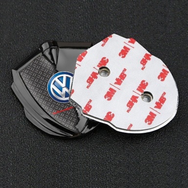 VW Badge Self Adhesive Graphite Broken Polished Steel Blue Logo