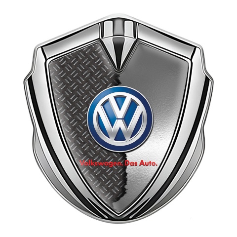 VW Badge Self Adhesive Silver Broken Polished Steel Blue Logo