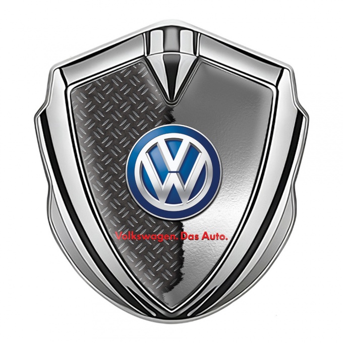 VW Badge Self Adhesive Silver Broken Polished Steel Blue Logo