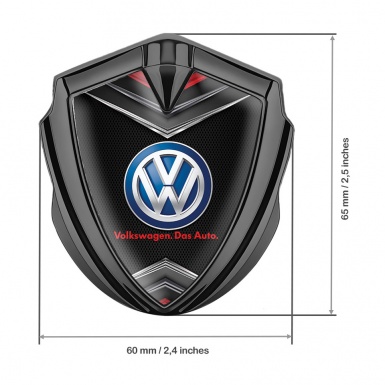 VW Emblem Fender Badge Graphite Black Fishnet Chrome Elements