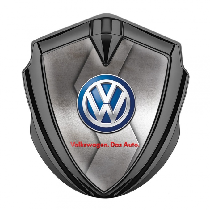 VW Metal Emblem Self Adhesive Graphite Sliced Steel Plate Blue Logo