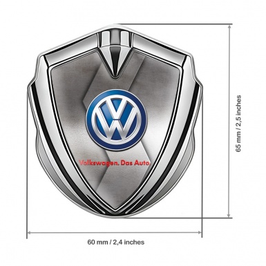VW Metal Emblem Self Adhesive Silver Sliced Steel Plate Blue Logo