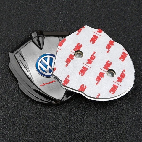VW Fender Emblem Badge Graphite Perforated Frames Blue Logo Design
