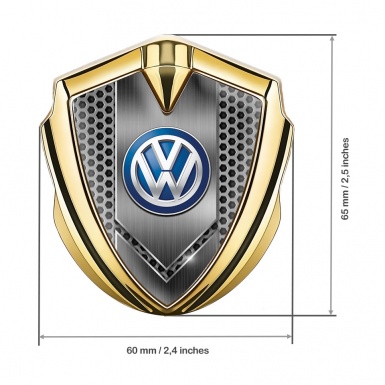 VW Emblem Self Adhesive Gold Honeycomb Center Brushed Effect