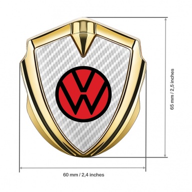 VW Emblem Ornament Gold White Carbon Base Red Logo Design