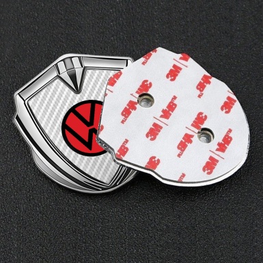 VW Emblem Ornament Silver White Carbon Base Red Logo Design
