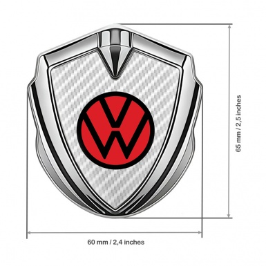 VW Emblem Ornament Silver White Carbon Base Red Logo Design