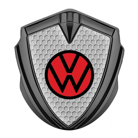 VW Bodyside Domed Emblem Graphite Honeycomb Red Logo Edition