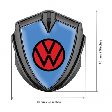 VW Emblem Car Badge Graphite Glacial Blue Base Red Circle Logo