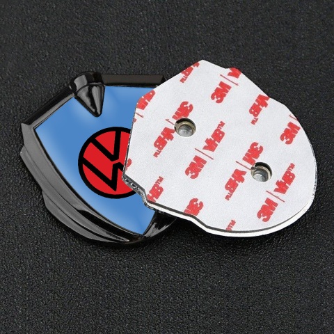 VW Emblem Car Badge Graphite Glacial Blue Base Red Circle Logo