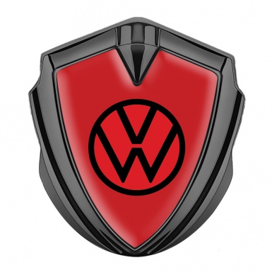 VW Emblem Badge Self Adhesive Graphite Red Base Red Circle Logo