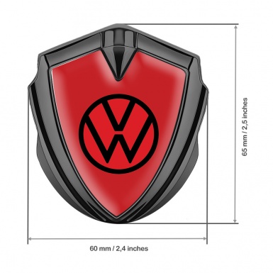 VW Emblem Badge Self Adhesive Graphite Red Base Red Circle Logo