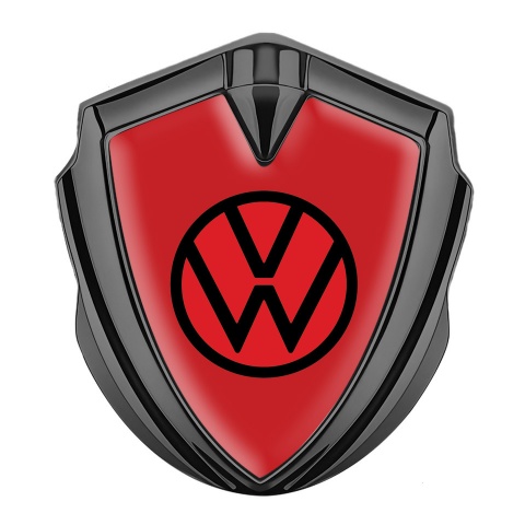 VW Emblem Badge Self Adhesive Graphite Red Base Red Circle Logo