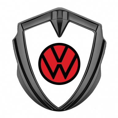 VW Emblem Fender Badge Graphite White Base Red Circle Logo