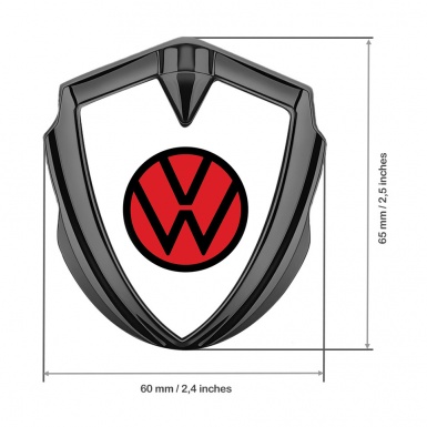 VW Emblem Fender Badge Graphite White Base Red Circle Logo