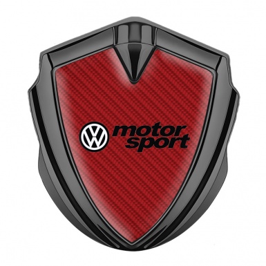 VW Fender Emblem Badge Graphite Red Carbon Motorsport Logo Design