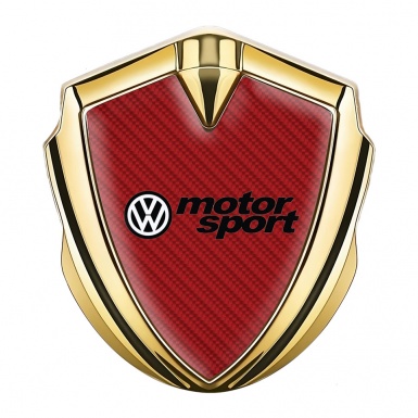 VW Fender Emblem Badge Gold Red Carbon Motorsport Logo Design