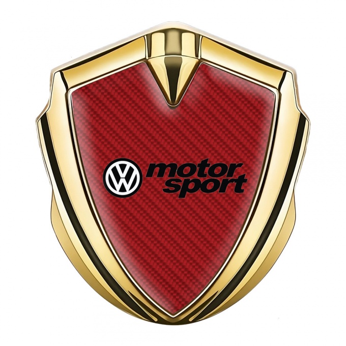 VW Fender Emblem Badge Gold Red Carbon Motorsport Logo Design