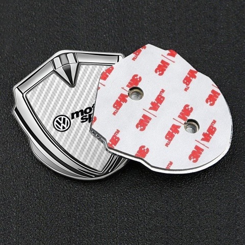 VW Emblem Trunk Badge Silver White Carbon Motorsport Logo Design