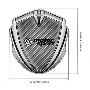 VW Metal Emblem Badge Silver Light Carbon Motorsport Logo Design