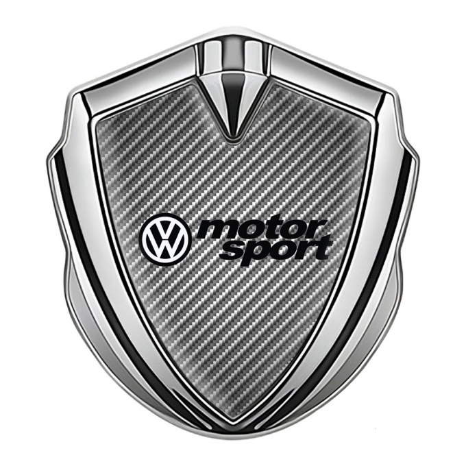 VW Metal Emblem Badge Silver Light Carbon Motorsport Logo Design