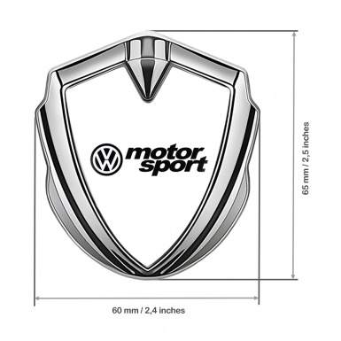 VW Bodyside Domed Emblem Silver White Base Motorsport Logo Design