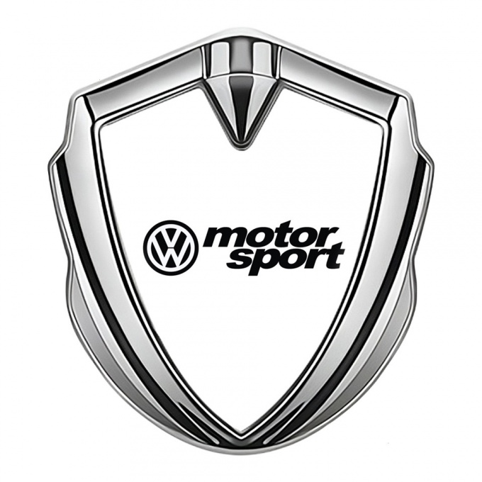 VW Bodyside Domed Emblem Silver White Base Motorsport Logo Design