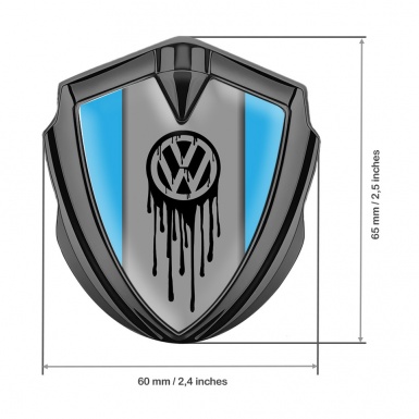 VW 3d Emblem Badge Graphite Blue Base Dripping Brush Effect