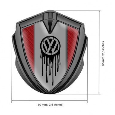VW Emblem Car Badge Graphite Red Carbon Dripping Brush Effect