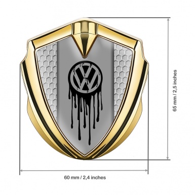 VW Badge Self Adhesive Gold Honeycomb Dripping Brush Effect