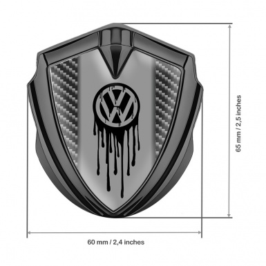 VW Emblem Fender Badge Graphite Dark Carbon Dripping Brush Effect