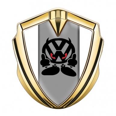 VW Bodyside Emblem Self Adhesive Gold White Base Evil Logo Edition