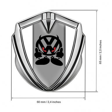 VW Bodyside Emblem Self Adhesive Silver White Base Evil Logo Edition