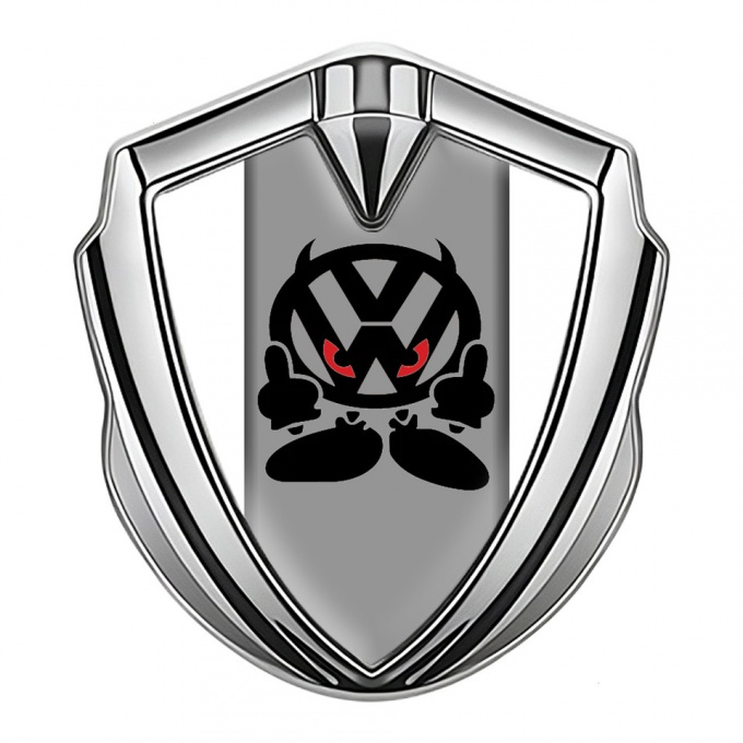 VW Bodyside Emblem Self Adhesive Silver White Base Evil Logo Edition