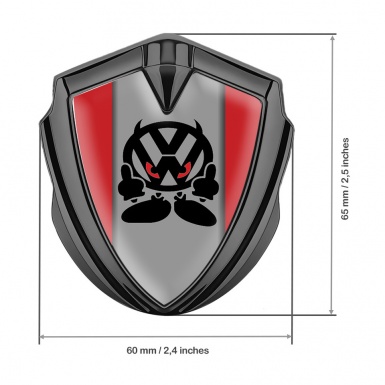 VW Metal Domed Emblem Graphite Red Base Evil Character Logo Edition