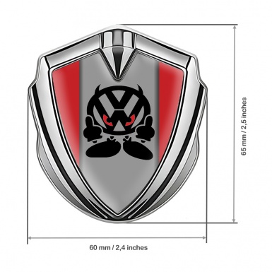 VW Metal Domed Emblem Silver Red Base Evil Character Logo Edition