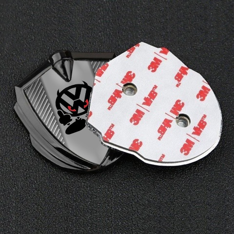 VW Badge Self Adhesive Graphite Carbon Fiber Evil Logo Edition